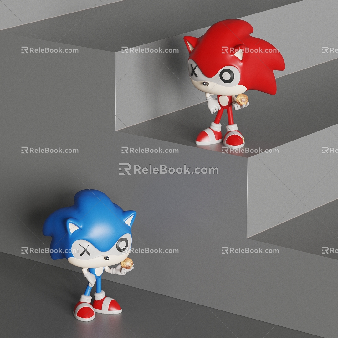 Figure Sculpture KAWS Tide Play Ornaments Nintendo Game Figure Video Game Figure Sonic the Hedgehog 3d model