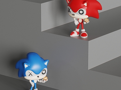 Figure Sculpture KAWS Tide Play Ornaments Nintendo Game Figure Video Game Figure Sonic the Hedgehog 3d model