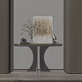 Modern Console Table Design With Decorative Items And Framed Painting 3d model