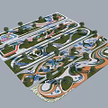 Park Landscape Design With Curved Paths Green Spaces Water Features And Activity Areas