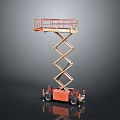 Orange Mobile Scissor Lift With Safety Railings For Aerial Work Operations