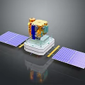 Satellite Equipment Model Displaying Solar Panels and Main Structural Elements 3d model