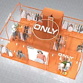 ONLY Clothing Store Interior Featuring Orange Frame Arched Design Mannequins And Clothes