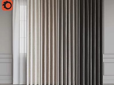 White Beige Gray Dark Gray Linen Curtain For Modern Minimalist Interior Window 3d model