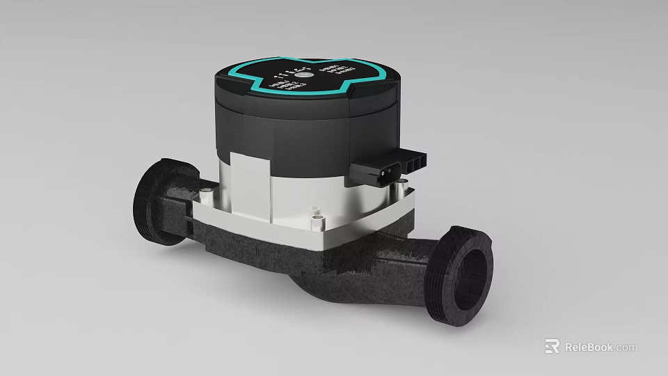Industrial Flow Control Valve With Black Silver Body Blue Indicator And Dual Ports 3d model 