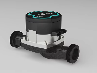 Industrial Flow Control Valve With Black Silver Body Blue Indicator And Dual Ports 3d model