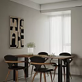 Modern Living Dining Room Interior With White Sofa Round Coffee Table Floor Lamp And Curtains