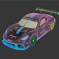 Black Porsche Race Car With Blue Accents And Rear Spoiler Design