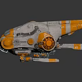 Futuristic Sci Fi Spaceship with Orange Gray Mechanical Design and Cockpit