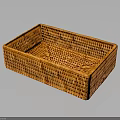 Brown Woven Rectangular Storage Basket for Daily Household Use with Practical Design and Intricate Texture 3d model