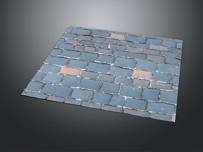 Elegant Brick Floor With Square Blue Bricks And Various Shades In Uniform Layout 3d model