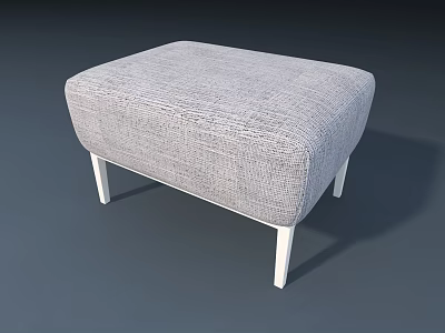Modern Gray Woven Fabric Ottoman With White Legs For Living Room 3d model