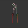 Adjustable Pliers as Essential Hardware Tools with Red Handles and Metal Jaws 3d model