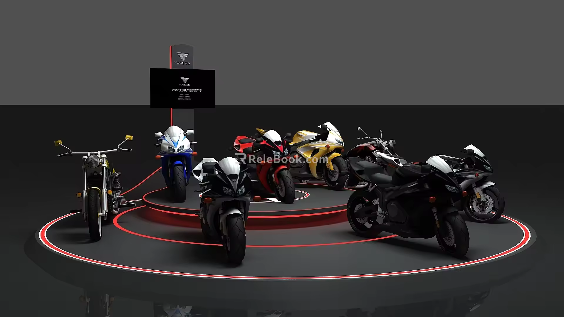 Modern motorcycle display stand 3d model