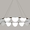 Modern Circular Chandelier With White Glass Shades And Golden Metal Frame
