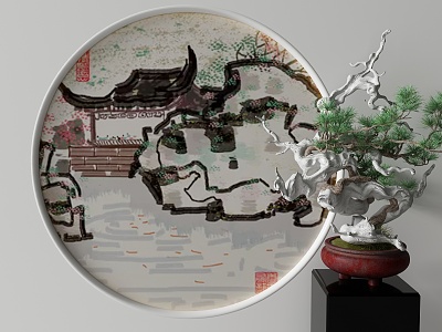 New Chinese Round Frame Painting Decorative Painting model