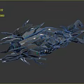 Futuristic Interstellar Spaceship With Metallic Structure Sharp Edges And Green Glowing Accents