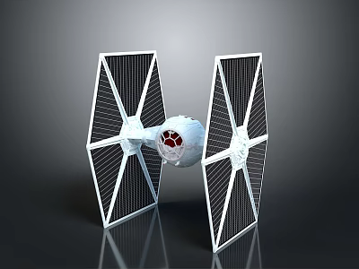 Aerospace Starfighter Design With Solar Panel Wings And Central Cockpit Structure 3d model