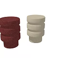 Set Of Modern Stackable Beige And Maroon Stools With Speckled Surface Design 3d model