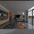 Bright Indoor Activity Space With Wooden Blue Flooring Yellow Fences And Colorful Number Circles
