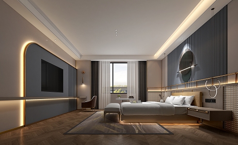 Light Luxury Guest Room 3d model