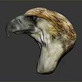 Realistic Eagle Head Sculpture Featuring Yellow And White Feathers With Grey Beak Detail
