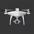White Modern Drone Quadrotor Design With Camera And Reflective Surface On Dark Background