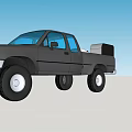 Black Pickup Truck With Extended Cab And Cargo Box In Bed