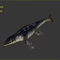 Prehistoric Aquatic Animal with Long Body Flippers and Smooth Skin Texture in 3D Model