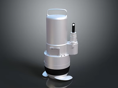 Metallic Silver Cylindrical Equipment with Top Handle Side Port and Stable Base Support Feet 3d model