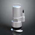 Metallic Silver Cylindrical Equipment with Top Handle Side Port and Stable Base Support Feet