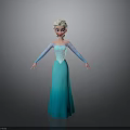3D Animated Character With Blonde Hair Blue Dress And Outstretched Arms