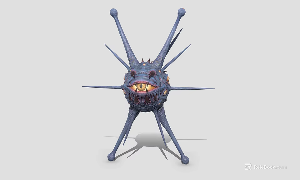 Spiky Alien Monster With Large Yellow Eye And Multiple Legs 3D Render Design 3d model