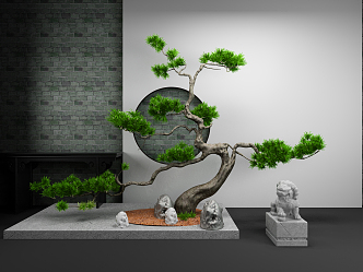 New Chinese Gardening Sits Landscape Pine 3d model