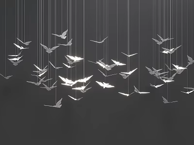 White Paper Crane Hanging Decorations Suspended from Ceiling for Interior Decor 3d model