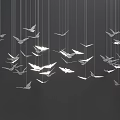 White Paper Crane Hanging Decorations Suspended from Ceiling for Interior Decor