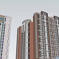 3D Model of High Rise Residential Buildings with Commercial Structure and Road Greenery