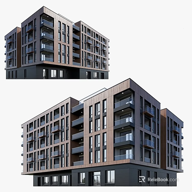 Modern Multi Storey Office Building Exterior Featuring Glass Windows And Balconies 3d model 