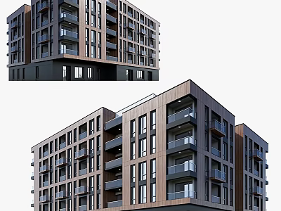 Modern Multi Storey Office Building Exterior Featuring Glass Windows And Balconies 3d model