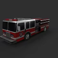 Red Fire Truck With Silver Accents Fire Department Emblem And Extended Ladder