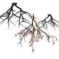 Three Hanging Decorative Branches With Pink Flowers On One Branch 3d model