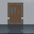 Decorative Swing Door for Restroom with Accessible Signs and Golden Frame Design