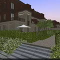 Elegant Townhouse Exterior Featuring Modern Classic Architecture Landscaped Garden And Stone Steps