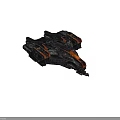 Futuristic Cosmic Spaceship With Black And Orange Sci Fi Design Details