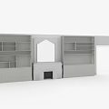 Modern Living Room Wall Furniture With Multi Tiered Shelves Fireplace Mirror And Base Cabinets