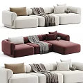 Modern Sectional Sofa with Plush Pillows and Cozy Blanket in Various Colors for Living Room