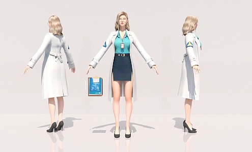 Female doctors, nurses, journalists, realistic characters, scientific and technical personnel, beautiful women, film and television game roles 3d model