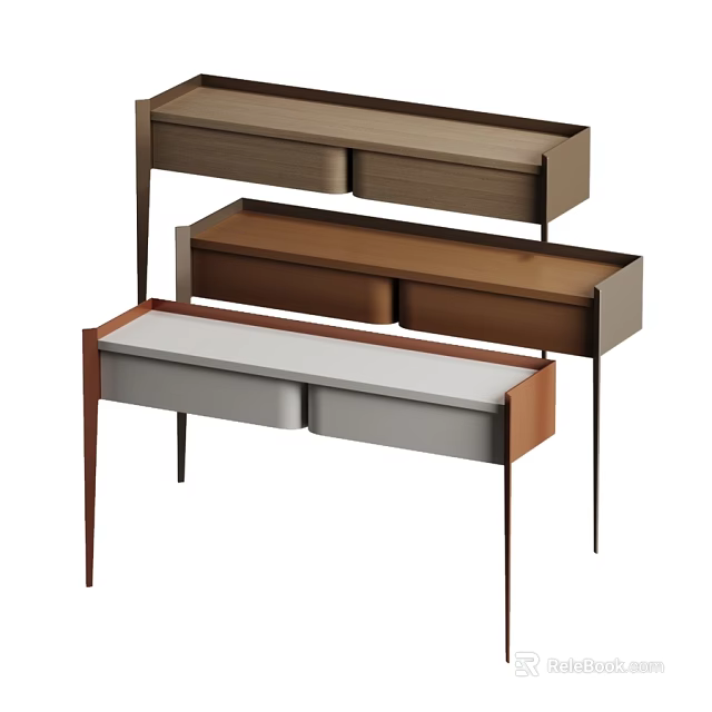 Modern Minimalist Wooden Dining Table With Two Practical Storage Drawers And Various Elegant Color Options 3d model 