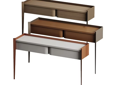 Modern Minimalist Wooden Dining Table With Two Practical Storage Drawers And Various Elegant Color Options 3d model