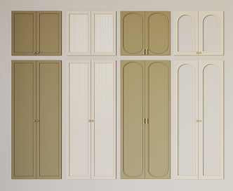 French Cream Style Wardrobe Door Panel 3d model